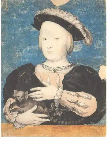 Fine arts postcard Hans Holbein bildnis eines edelknaben mit einem maki