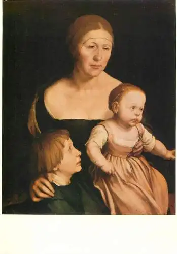 Fine arts postcard Hans Holbein Holbein's wife with two children