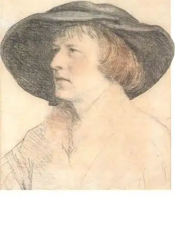 Fine arts postcard Hans Holbein bildnis eines Mannes mit Schlapphut