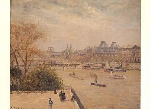 Fine arts postcard Camille Pissarro Le Louvre printemps