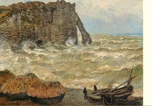 Fine arts postcard Claude Monet Etretat mer agitee