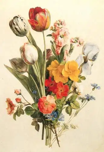 Fine arts postcard Antoine Berjon fleurs sur un Fond blanc