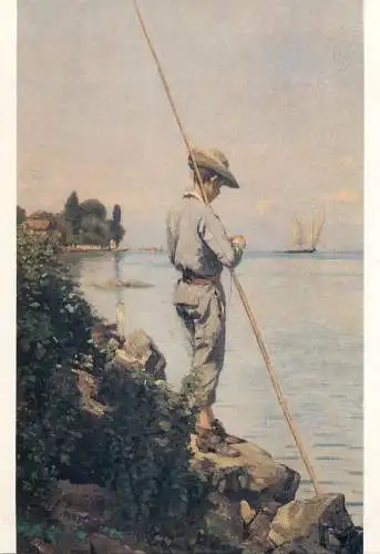 Fine arts postcard Francois Bocion Le Petit Pecheur