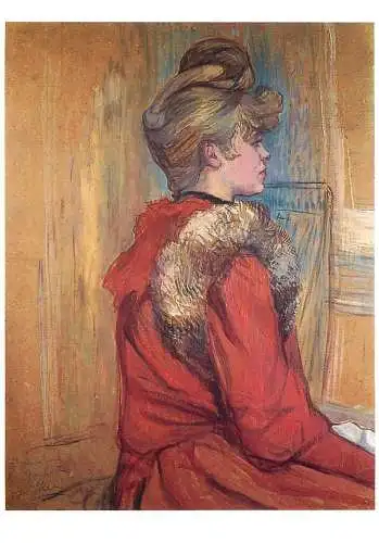 Fine arts postcard Toulouse Lautrec fille a la Fourrure Moulin de la Galette