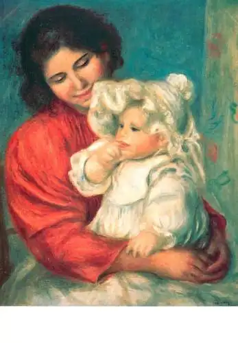 Fine arts postcard Auguste Renoir mere et enfant