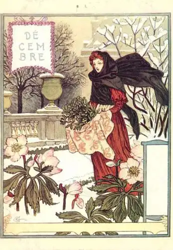 Greetings card fine arts painting Eugene Grasset la velle jardiniere