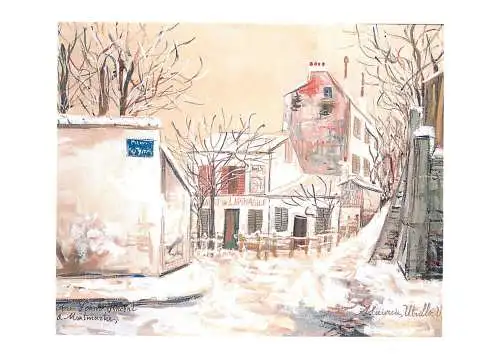 Greetings card fine arts painting Rue Saint Vincent Lapin Agile Maurice Utrillo