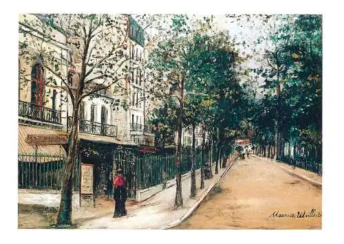 Greetings card fine arts painting le cours Marigny a Vincennes Maurice Utrillo