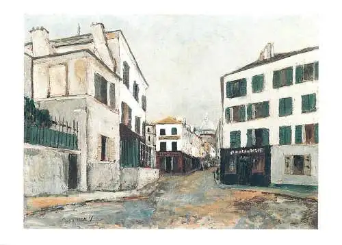 Greetings card fine arts painting la rue norvins a Montmartre Maurice Utrillo