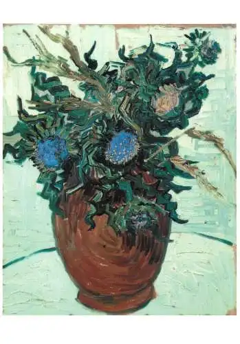 Greetings card fine arts painting van Gogh vase avec fleurs et chardons
