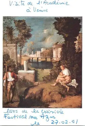 Greetings card fine arts painting Giorgione la tempesta Venice