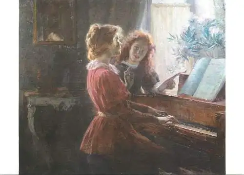 Greetings card fine arts painting Louise Breslau la chanson enfantine