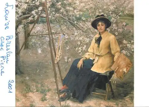 Greetings card fine arts painting Louise Breslau portrait de Mlle Julie Feurgard sous les pommiers