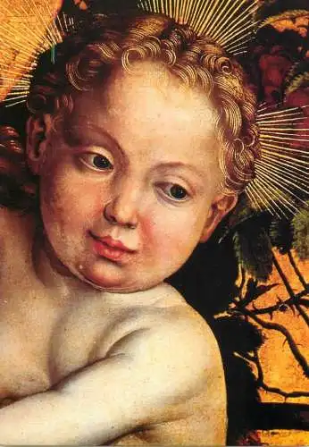 Greetings card fine arts painting Martin Schongauer la vierge au buisson de roses