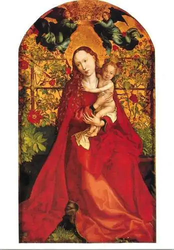 Greetings card fine arts painting Martin Schongauer la vierge au buisson de roses
