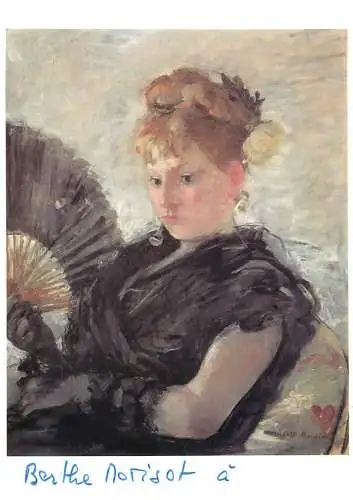 Greetings card fine arts painting Berthe Morisot femme a l'eventail ou tete de jeune fille