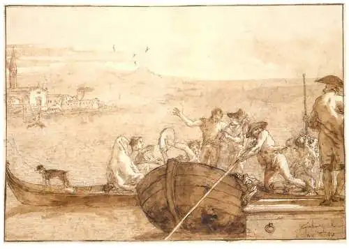 Greetings card fine arts painting Giandomenico Tiepolo l'embarquement