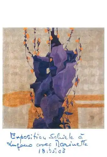 Greetings card fine arts painting Leopold museum fiori stilizzati su sfondo decorativo