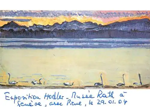 Greetings card fine arts painting Ferdinand Hodler la rade de Geneve et le Mont Blanc