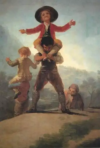 Greetings card fine arts painting F. Goya children playing