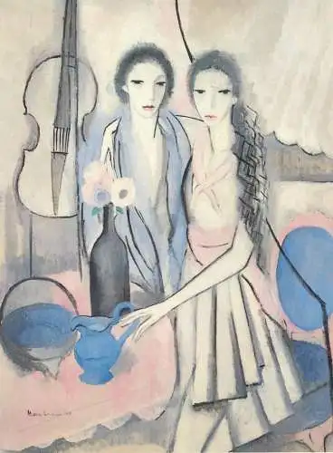 Greetings card fine arts painting Martigny expo Marie Laurencin les deux soeurs au violencelle