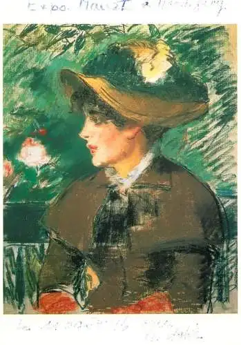 Greetings card fine arts painting Martigny expo Manet sur le banc