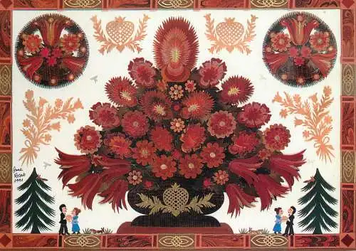 Greetings card fine arts painting Anne Rosat decoupages