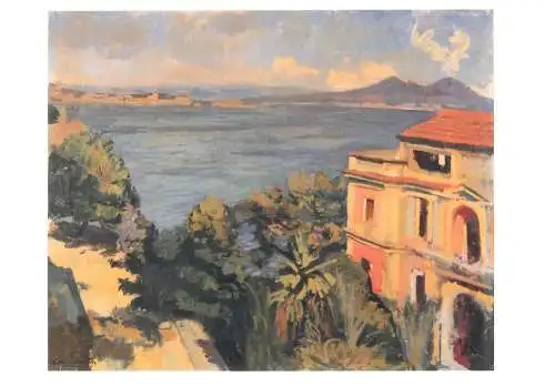 Greetings card fine arts painting Charles Camoin Naples le Vesuve vu de la villa Capella