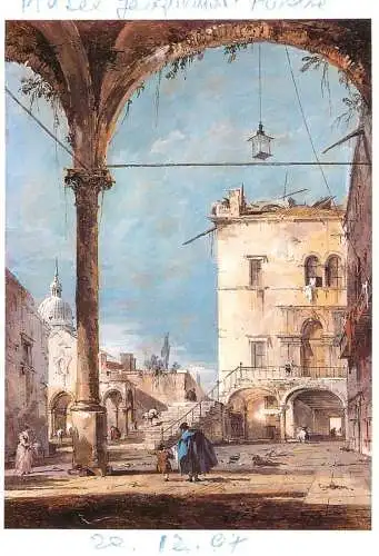 Greetings card fine arts painting Francesco Guardi vue d'un portique a Venise