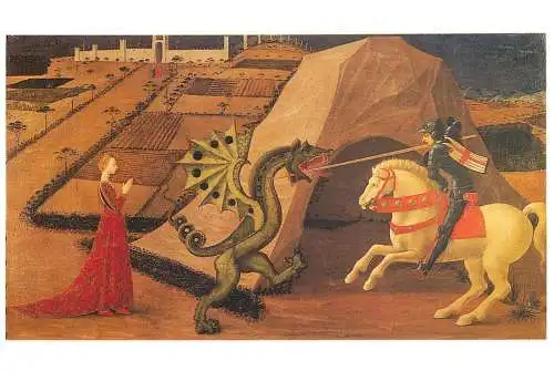 Greetings card fine arts painting Paolo Uccello Saint Georges terrassant Le Dragon