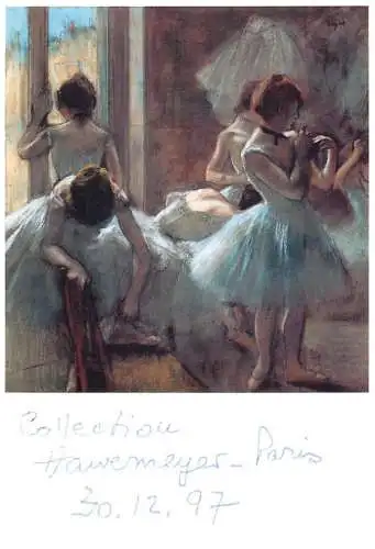 Greetings card fine arts painting Edgar Degas Danseuses pastel