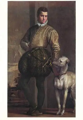 Greetings card fine arts painting boy with a Greyhound Paolo Veronese