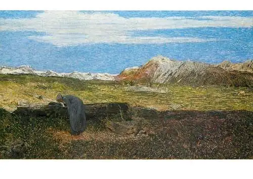 Greetings card fine arts painting Giovanni Segantini alpine landscape