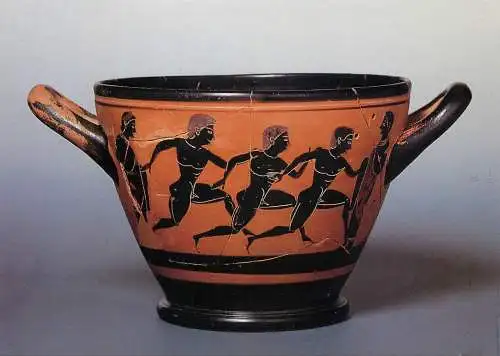 Greetings card fine arts Sculptures Athenes skyphos a figures noires Terre cuite