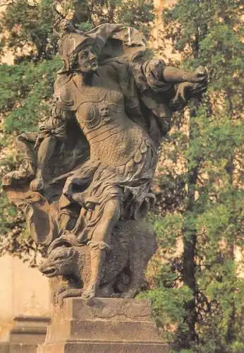 Greetings card fine arts Sculptures M. Braun Kuks statue Socha Hnevu