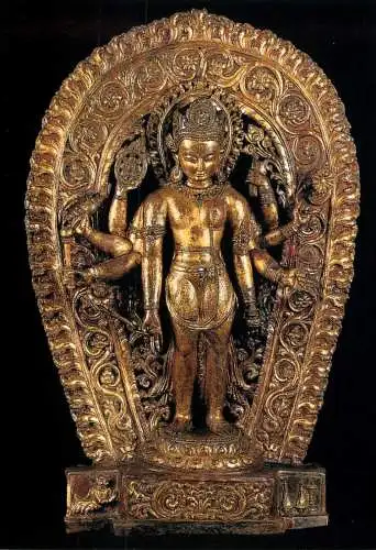 Greetings card fine arts Sculptures Vishnu sous son aspect Lakshminarayana Nepal