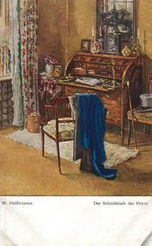 Greetings card paintings Illustrators M. Heilbronner Der Schreibtisch der Herrn
