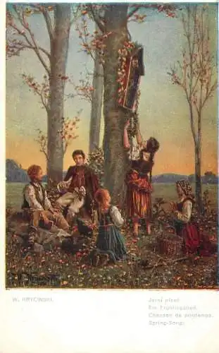 Greetings card paintings Illustrators W. Krycinski spring song
