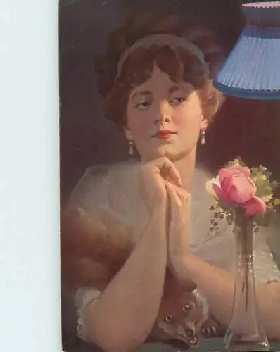 Greetings card paintings Illustrators woman and dog