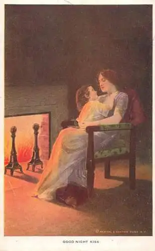 Greetings card paintings Illustrators Good night kiss