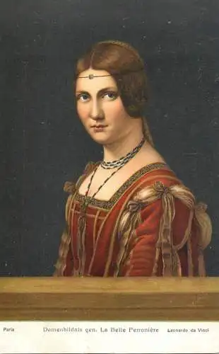 Greetings card paintings Illustrators Paris Damenbildnis gen La Belle Ferroniere Leonardo da Vinci
