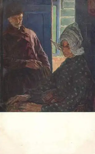 Greetings card paintings Kiss Rezso Szomoru hir Traurige Nachricht
