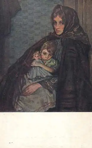 Greetings card paintings Kiss Rezso Nyomor Elend