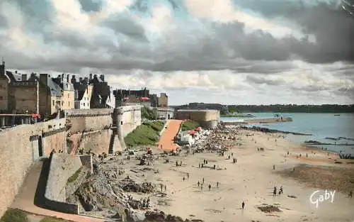 cpsm France Saint Malo les Remparts et plage Bonsecours 1959
