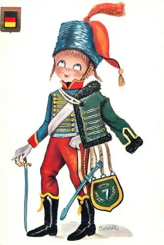 Humour greetings card Prusian uniformes army