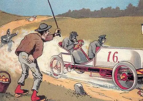Humour greetings card Carlo Donadini race car