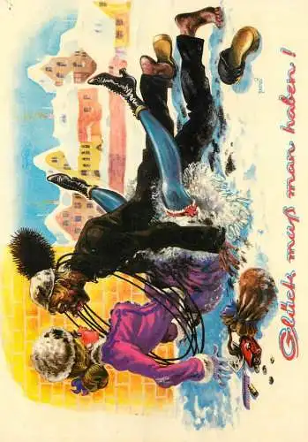 Humour greetings card accident gluck mub man haben