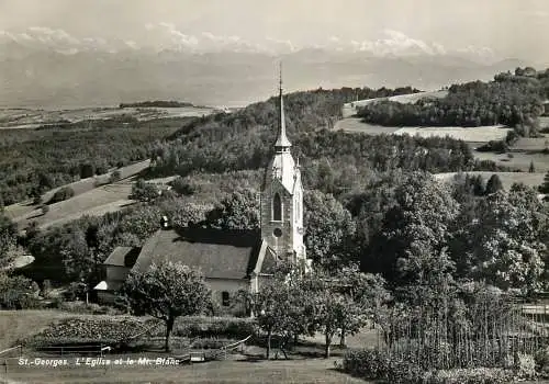 Switzerland St. Georges l'eglise et le Mt. Blanc
