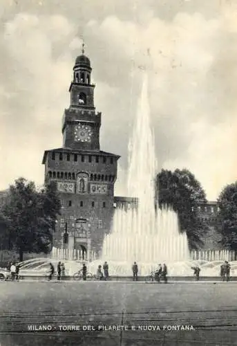 Italy Milano torre del Filarete e nuova fontana