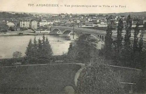 CPA France Andrezieux  vue panoramique sur la Ville & le Pont